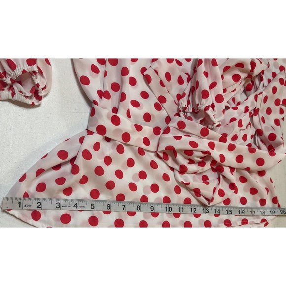 New York & Company Blouse Red Polka Dots 100% Polyester Women's Size S (NWT) - Picture 11 of 16